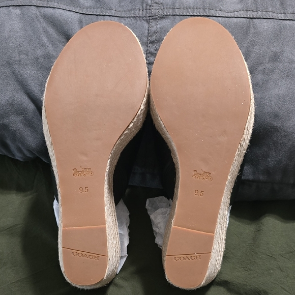 Coach Black and Tan Wedge Sandals - Picture 3 of 5